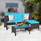 Costway 3PCS Patio Wicker Rattan Sofa Set Outdoor Sectional Conversation Set
